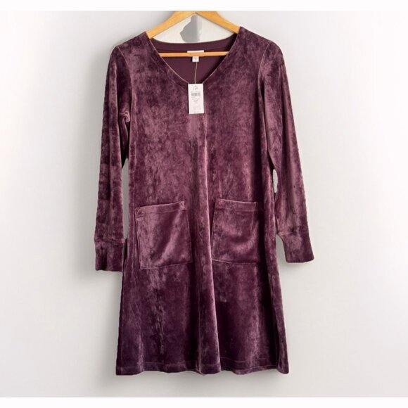 J. Jill Pure Jill Women Velvet Tunic Dress Size XSP Purple Pockets Quiet Luxury - Picture 1 of 11